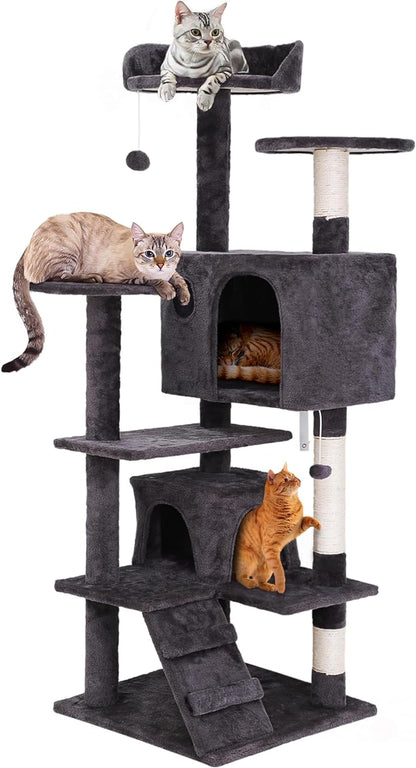 54In Cat Tree Tower for Indoor Cats Multi-Level Cat Condo Cat Bed Furniture with Scratching Post Kittens Activity Center