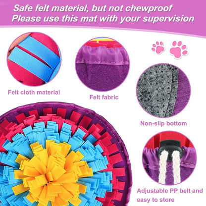 Snuffle Mat for Dogs, Dog Sniff Mat for All Breeds Dogs, Interactive Washable Foraging Mat for Slow Eating and Mental Stimulation (Yellow Blue Purple)