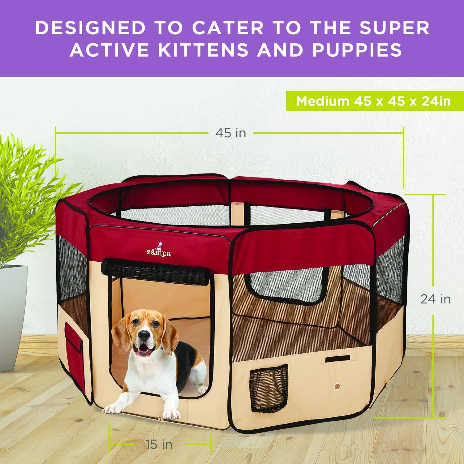 Portable Foldable Pet Playpen Exercise Pen Kennel + Carrying Case for Larges Dogs Small Puppies/Cats | Indoor/Outdoor Use | Water Resistant