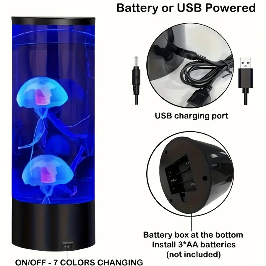 LED Fantasy Jellyfish Lamps Color Changing Jellyfish Tank Aquarium Lamp USB Battery Power Relaxing Mood Night Light